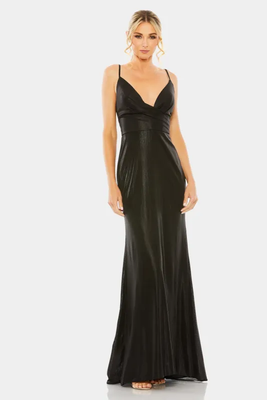 Metallic Faux Wrap Spaghetti Strap Gown sold by Lord & Taylor