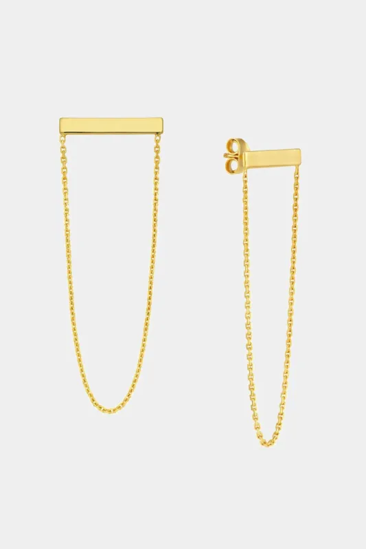 Staple Bar And Chain Dangle Post Earrings sold by Lord & Taylor