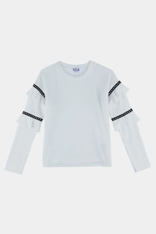 Girls Velvet Trim Sweater sold by Lord & Taylor