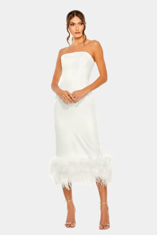 Strapless Column Dress With Feather Trim sold by Lord & Taylor