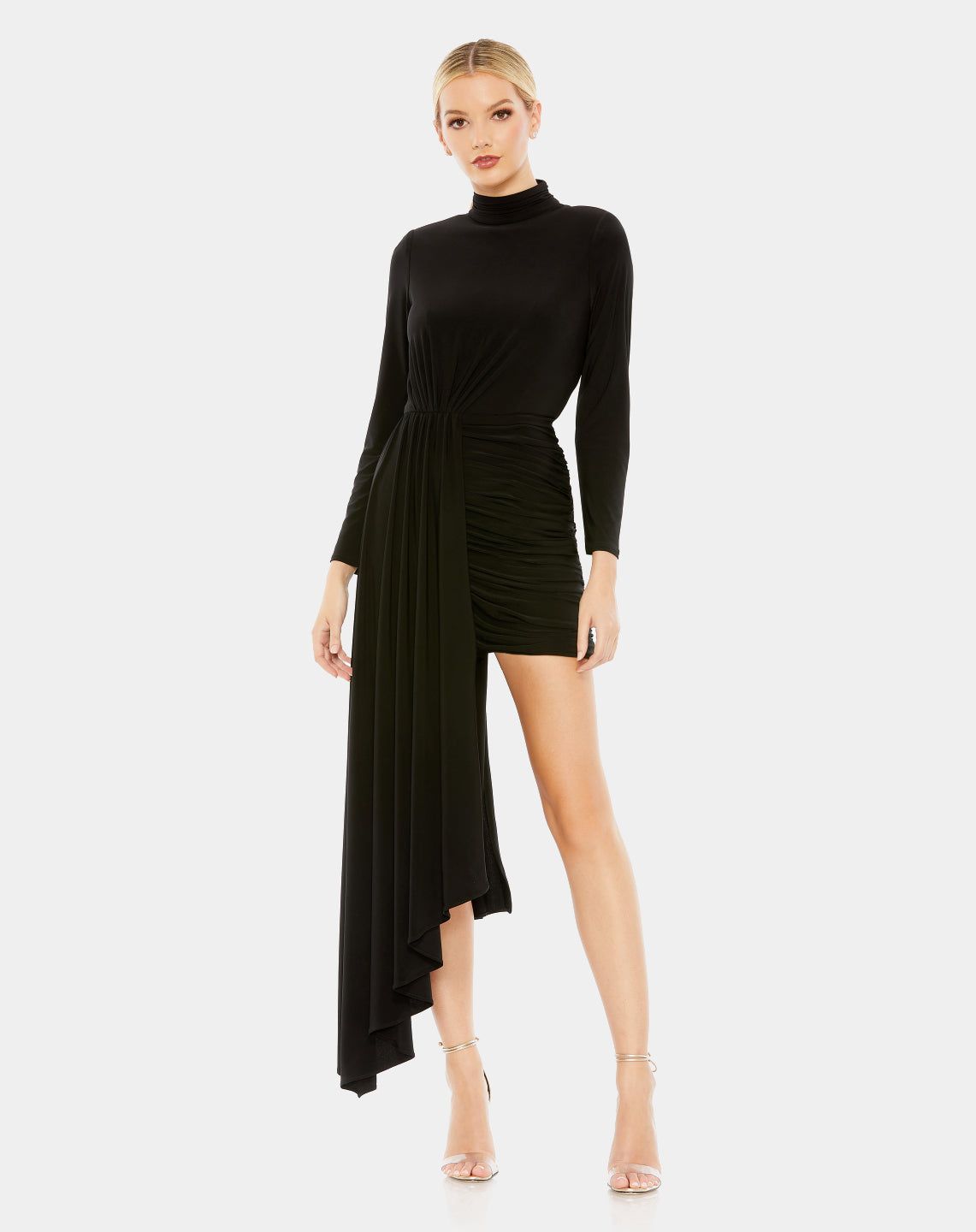 Jersey High Neck Asymmetrical Draped High Low Dress sold by Lord & Taylor
