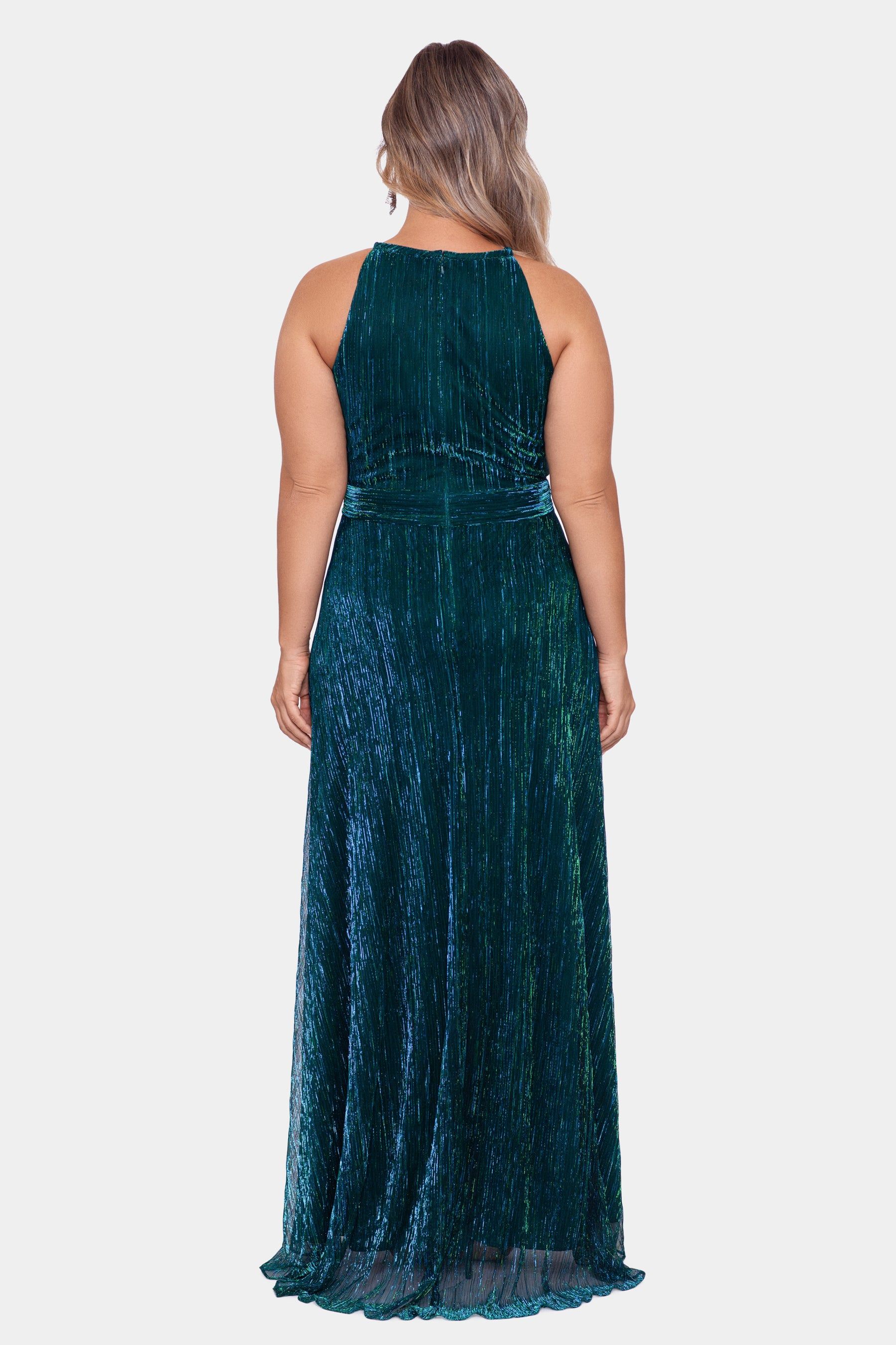 Long Halter Metallic Crinkle Dress sold by Lord & Taylor product image thumbnail 3