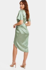 Satin Wrap Ruched Midi Dress sold by Lord & Taylor