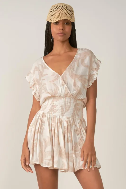 Palm Print Smocked Waist Dress sold by Lord & Taylor