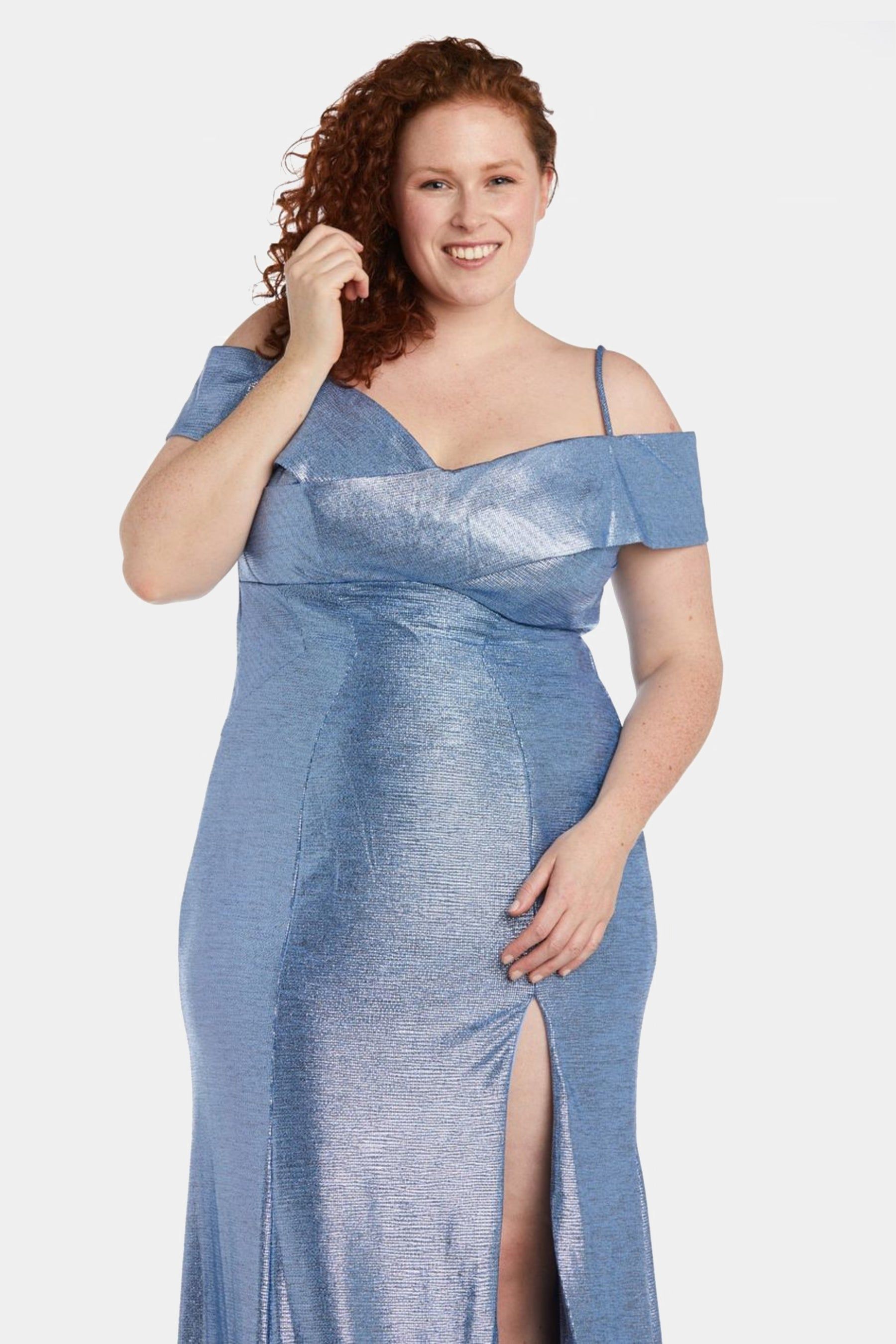 Long Shimmer Off the Shoulder Gown sold by Lord & Taylor product image thumbnail 3