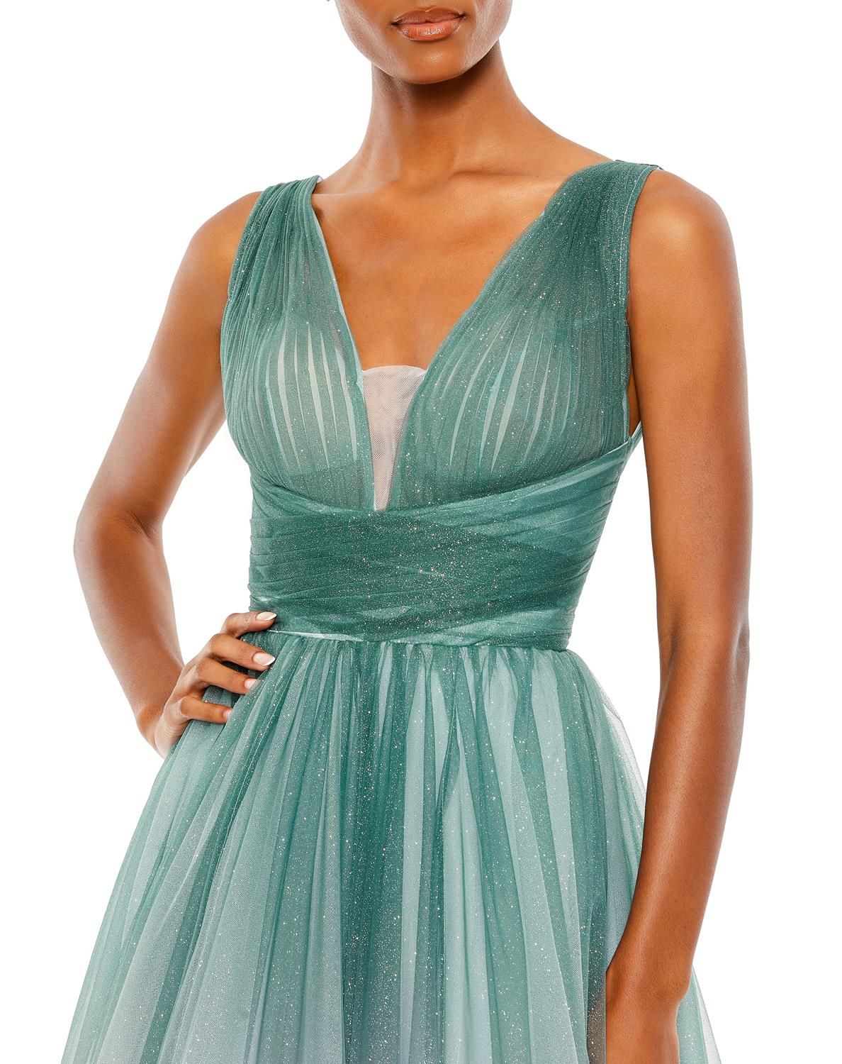 Glitter Ombre V Neck Sleeveless Gown sold by Lord & Taylor product image thumbnail 4