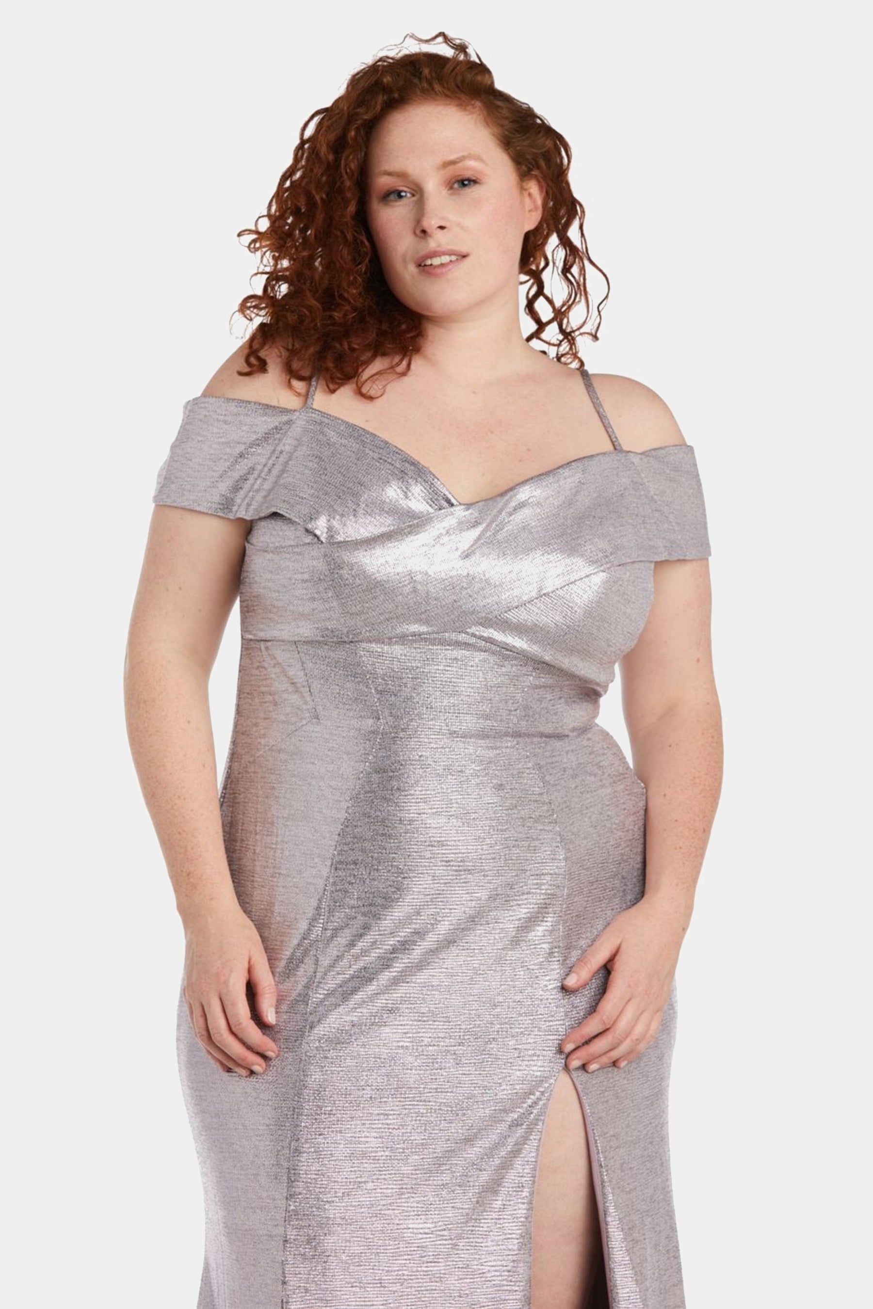 Long Shimmer Off the Shoulder Gown sold by Lord & Taylor product image thumbnail 4