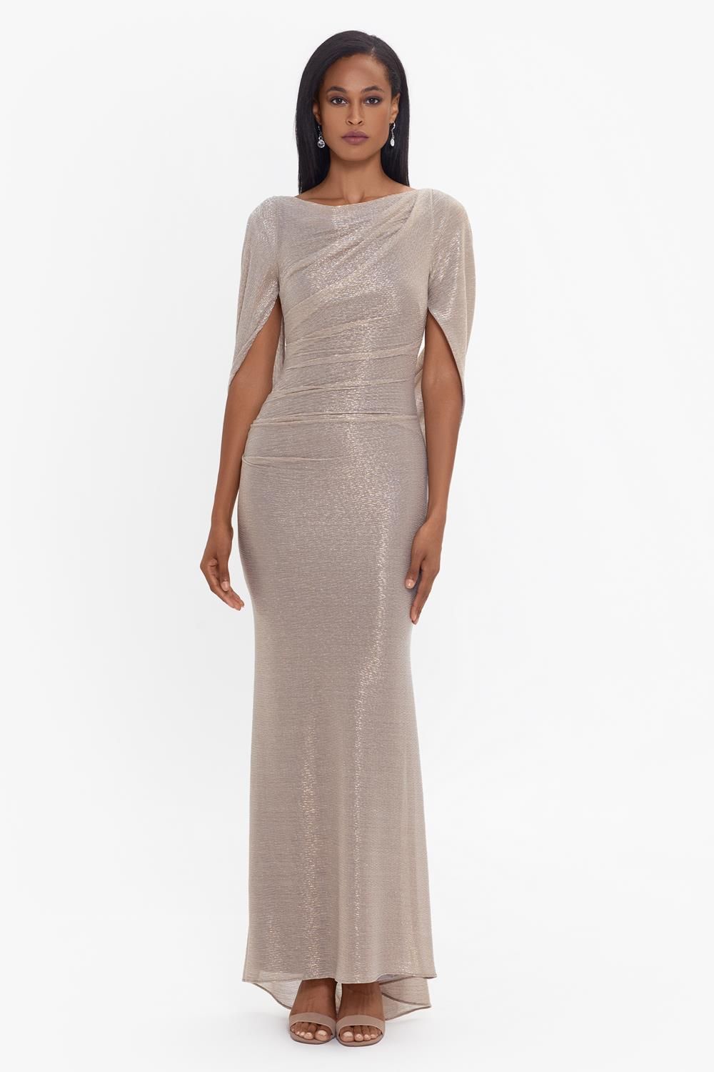 Petite Long Metallic Crinkle Dress sold by Lord & Taylor product image thumbnail 5