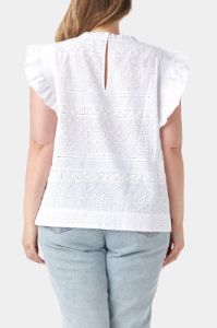Ruffle Sleeve Embroidered Cotton Top sold by Lord & Taylor