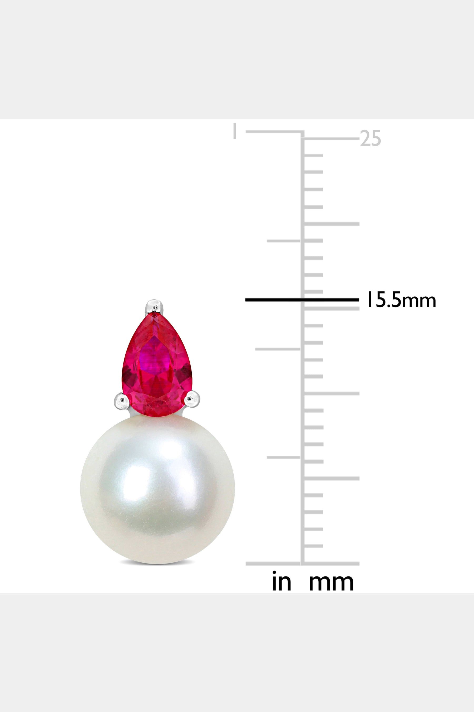 Freshwater Cultured Pearl And Created Ruby Drop Earrings sold by Lord & Taylor product image thumbnail 3