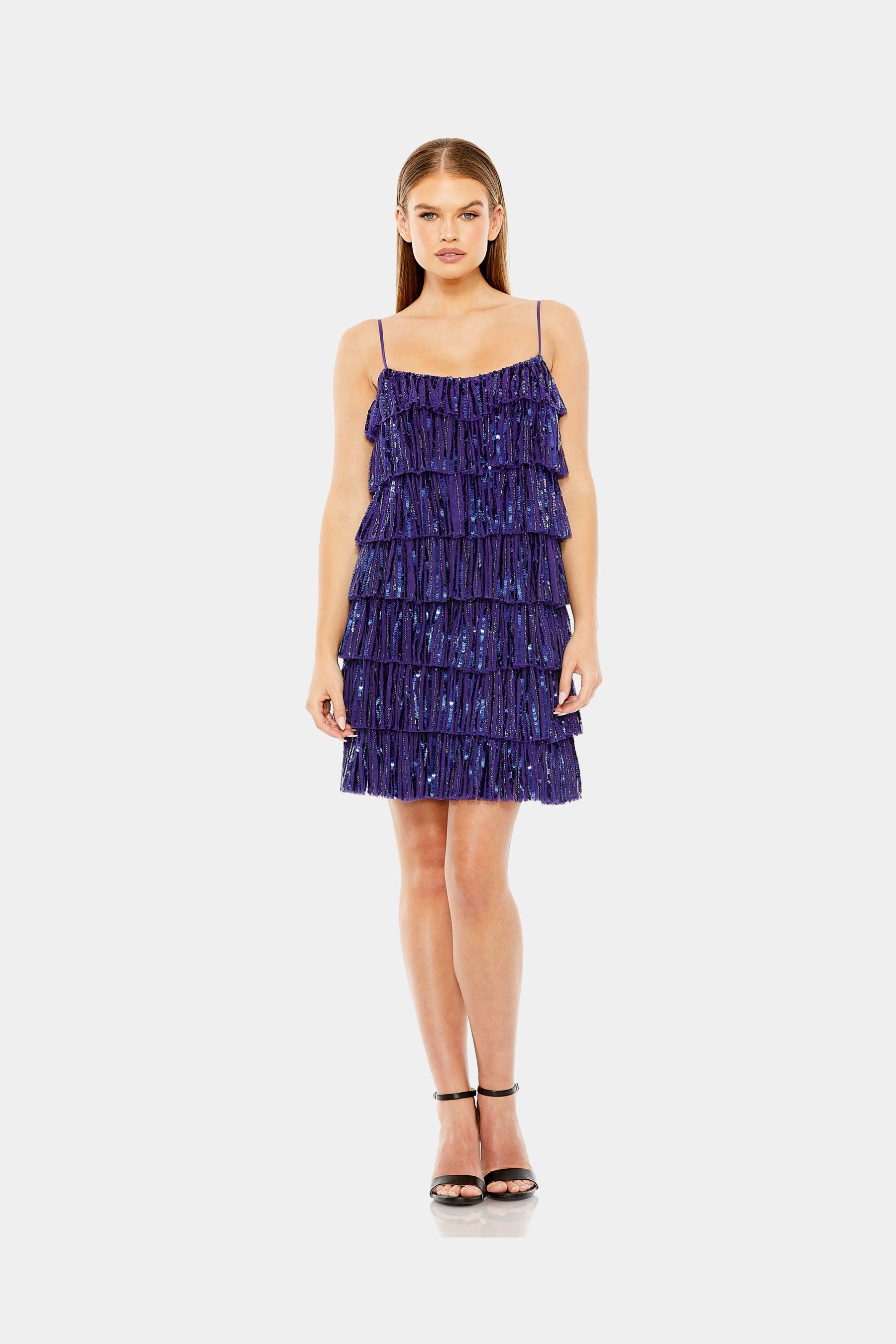 Beaded Strap Sequin Ruffle Mini Dress sold by Lord & Taylor