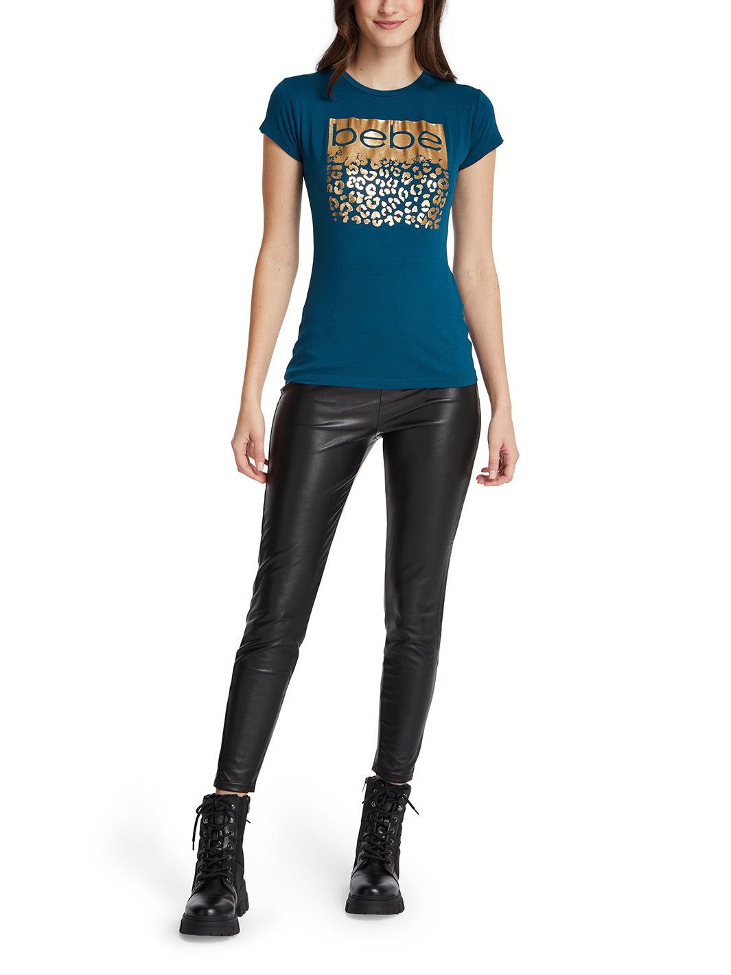 Bebe Gold Foil Leopard Print Graphic Tee sold by Lord & Taylor product image thumbnail 5