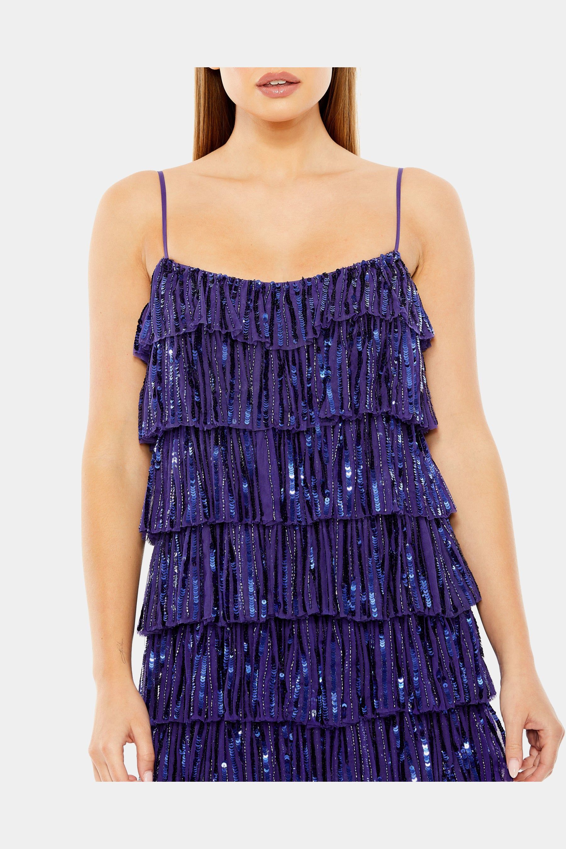 Beaded Strap Sequin Ruffle Mini Dress sold by Lord & Taylor product image thumbnail 5