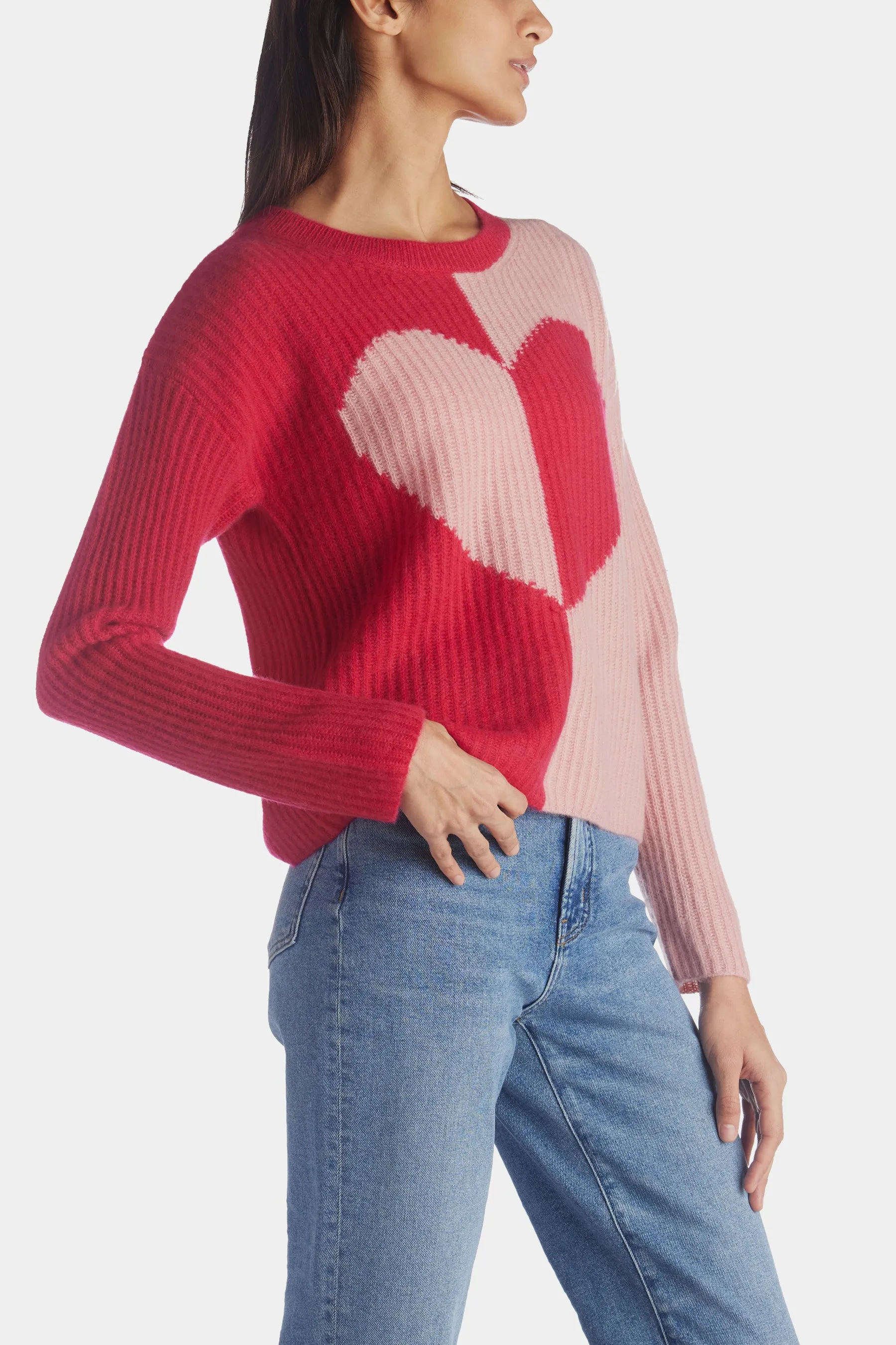Two-Tone Cashmere Heart Sweater sold by Lord & Taylor product image thumbnail 3