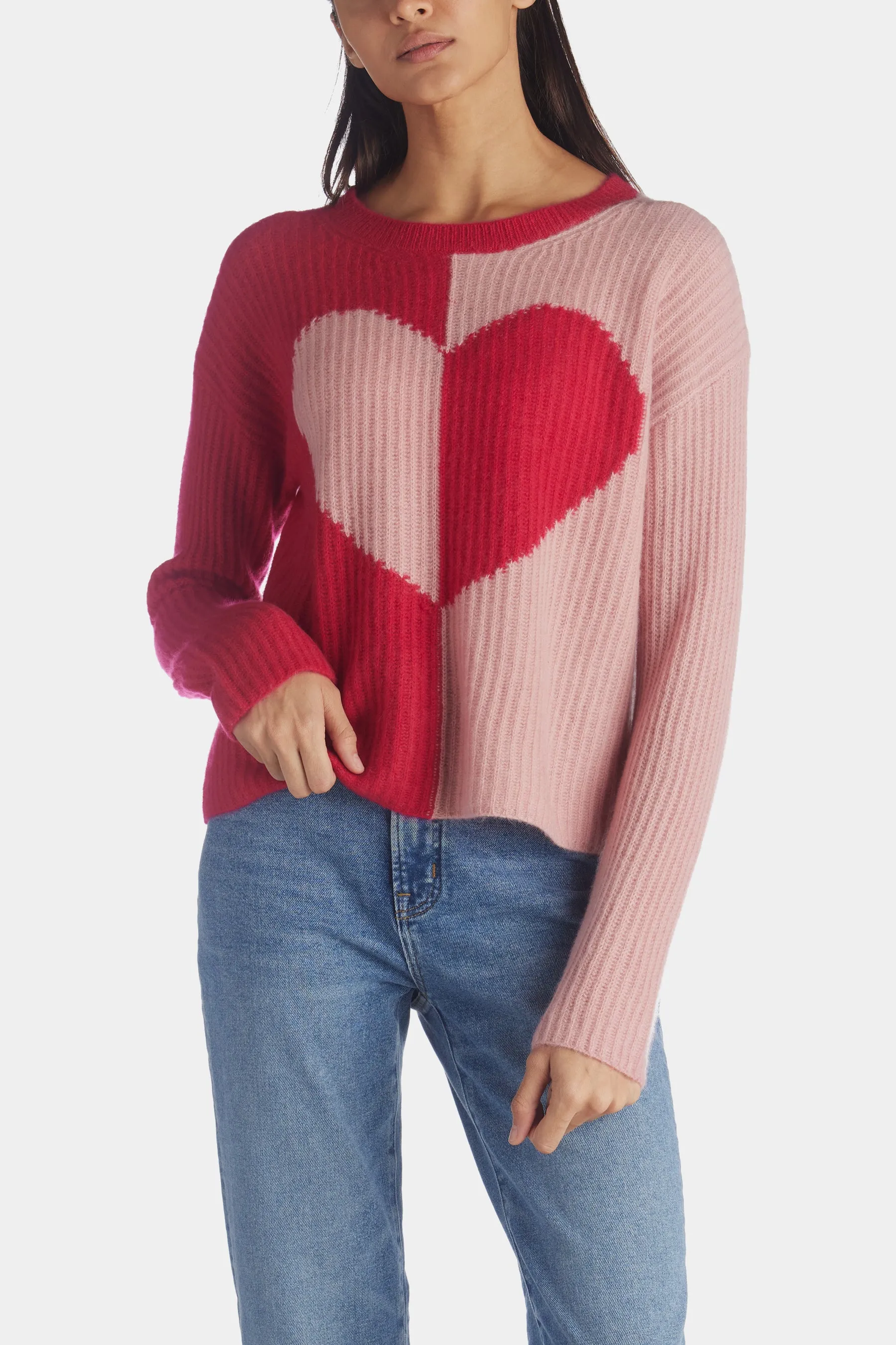 Two-Tone Cashmere Heart Sweater sold by Lord & Taylor