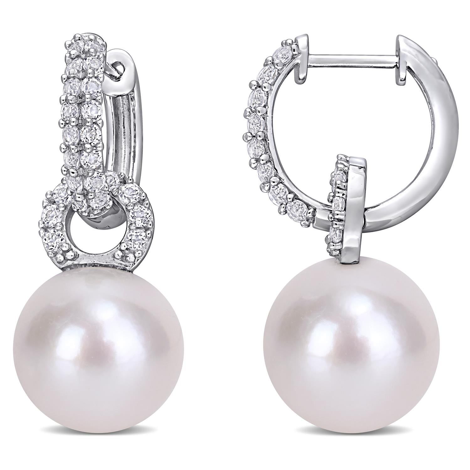 Cultured Freshwater Pearl and White Topaz Earrings sold by Lord & Taylor