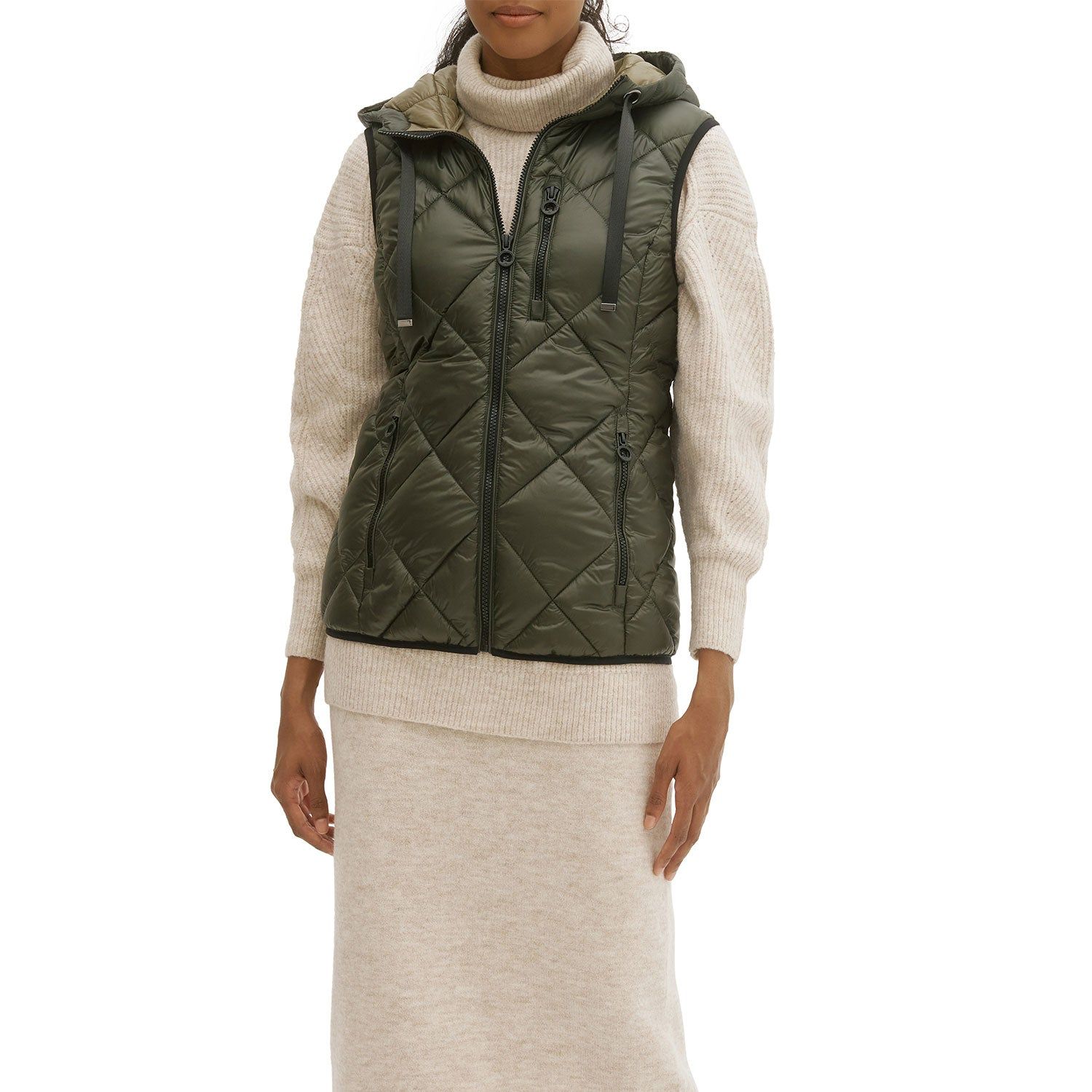 Mid Length Light Weight Puffer Vest W/Fixed Hood sold by Lord & Taylor product image thumbnail 5