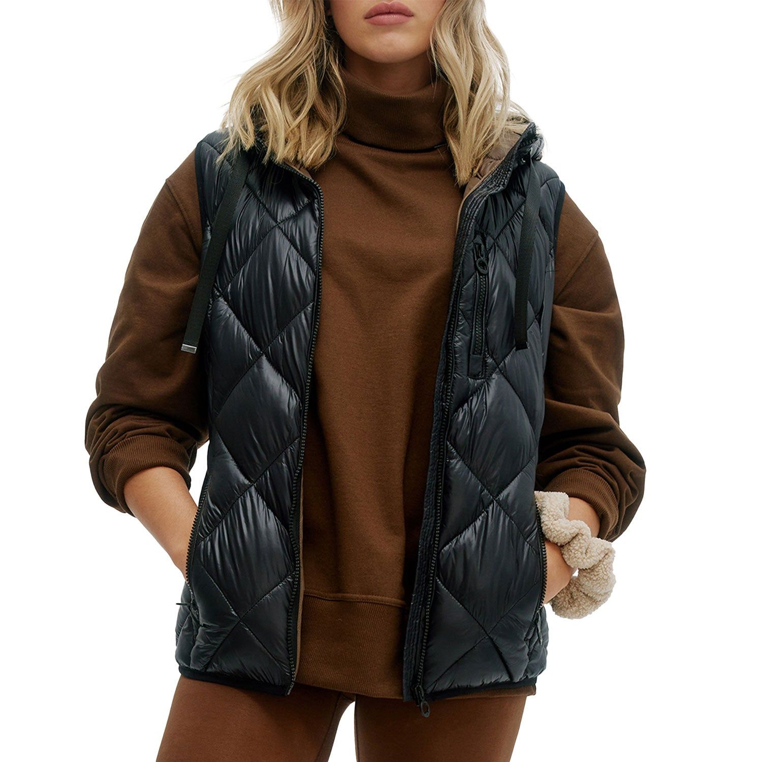 Mid Length Light Weight Puffer Vest W/Fixed Hood sold by Lord & Taylor product image thumbnail 4