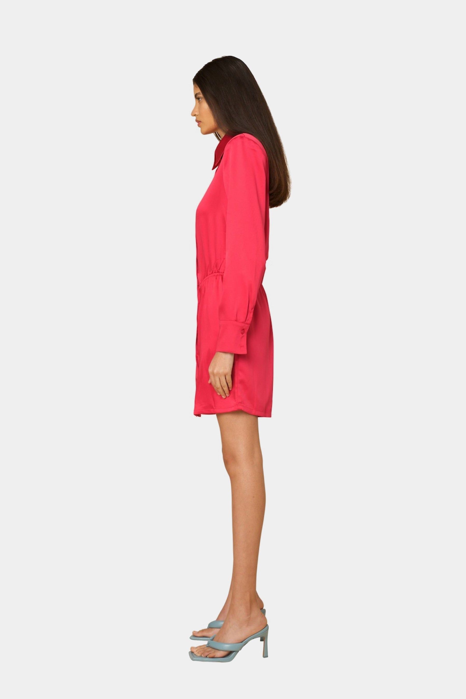 Jasmine Satin Mini Shirt Dress sold by Lord & Taylor product image thumbnail 3