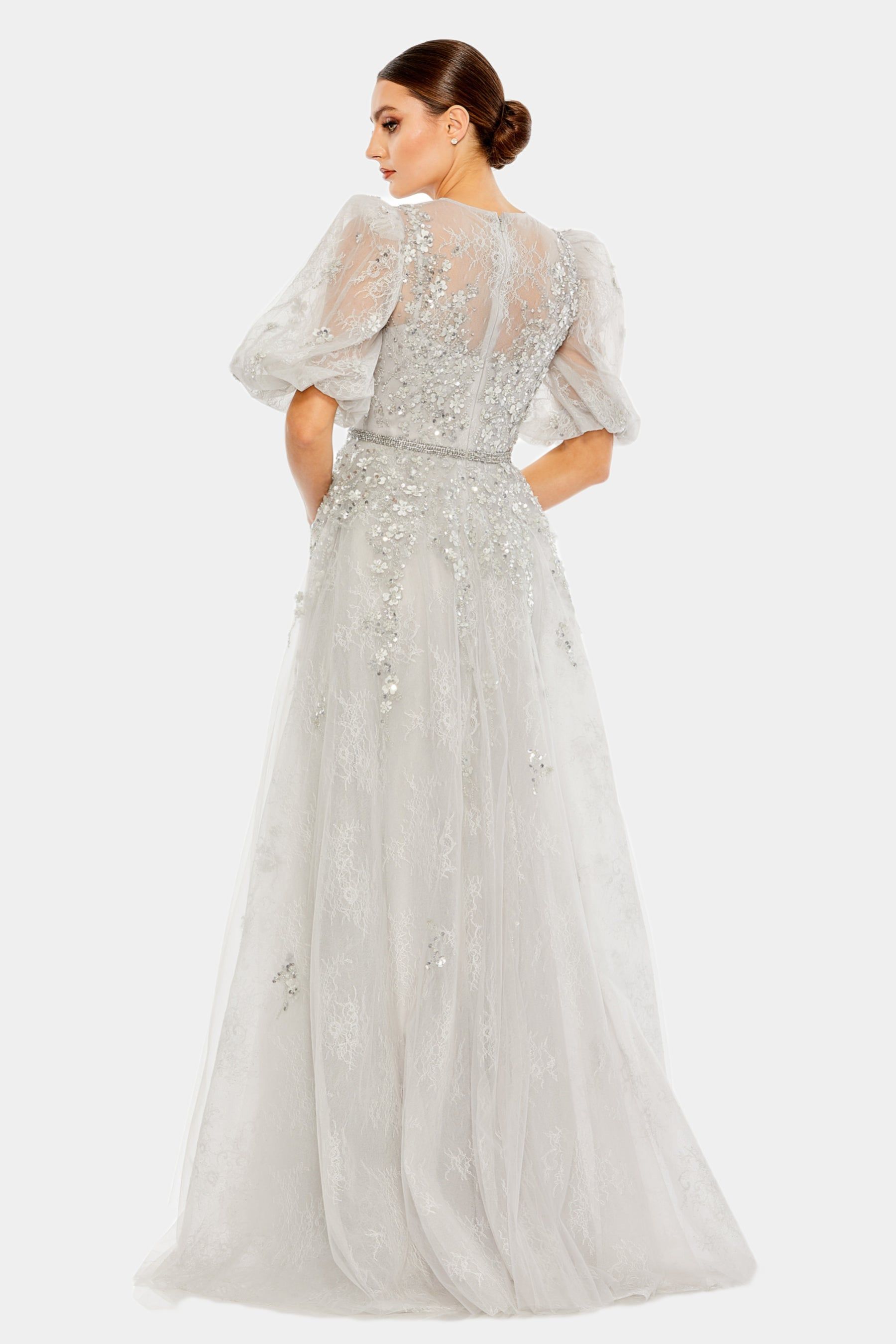 Embellished Puff Sleeve A Line Gown sold by Lord & Taylor product image thumbnail 4