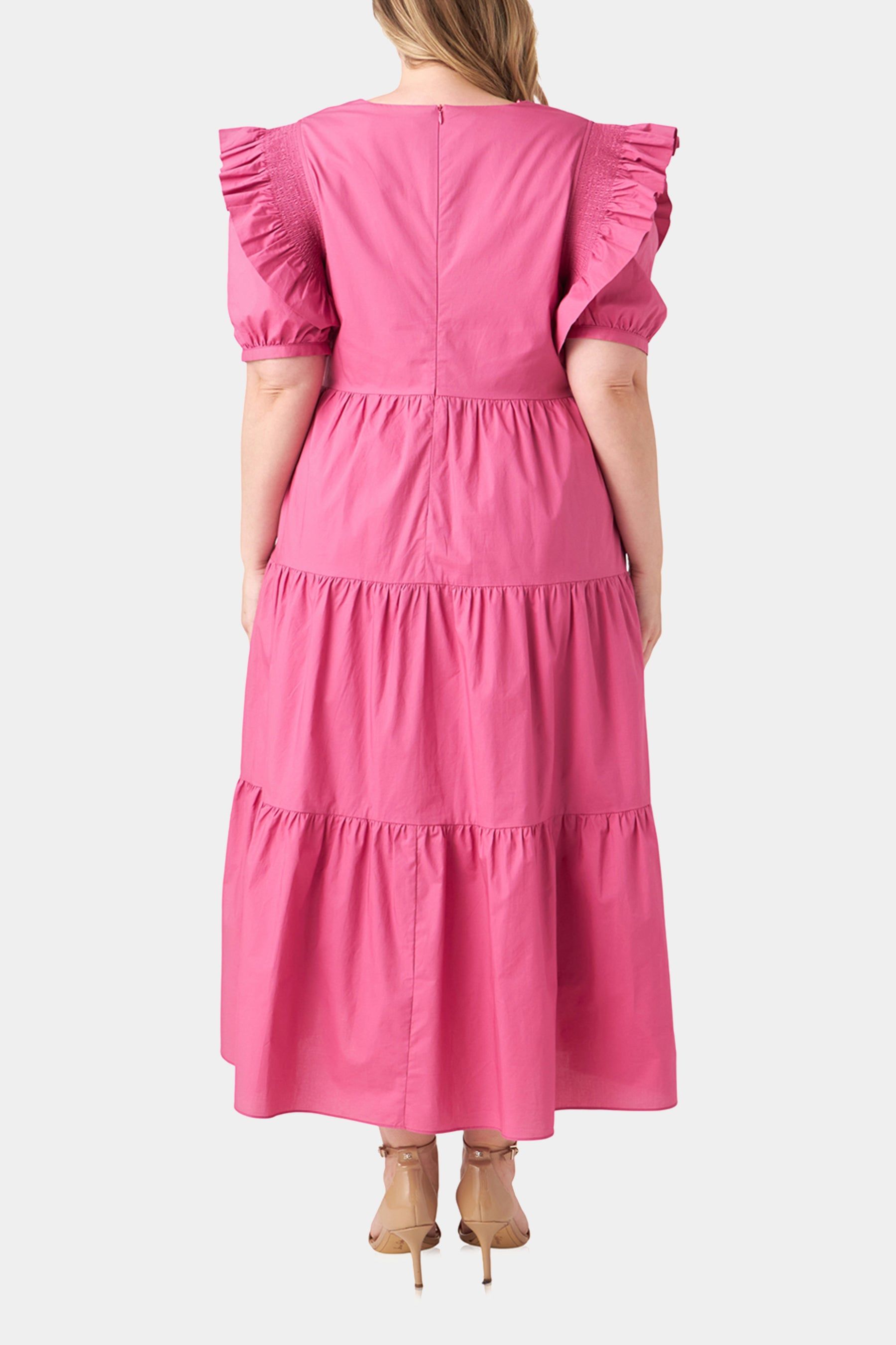 Square Neck Ruffle Smocked Detail Midi Dress sold by Lord & Taylor product image thumbnail 3