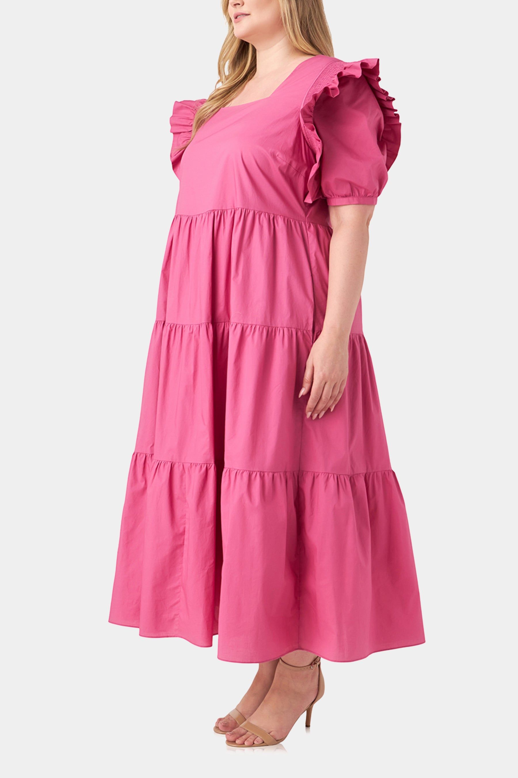 Square Neck Ruffle Smocked Detail Midi Dress sold by Lord & Taylor product image thumbnail 4