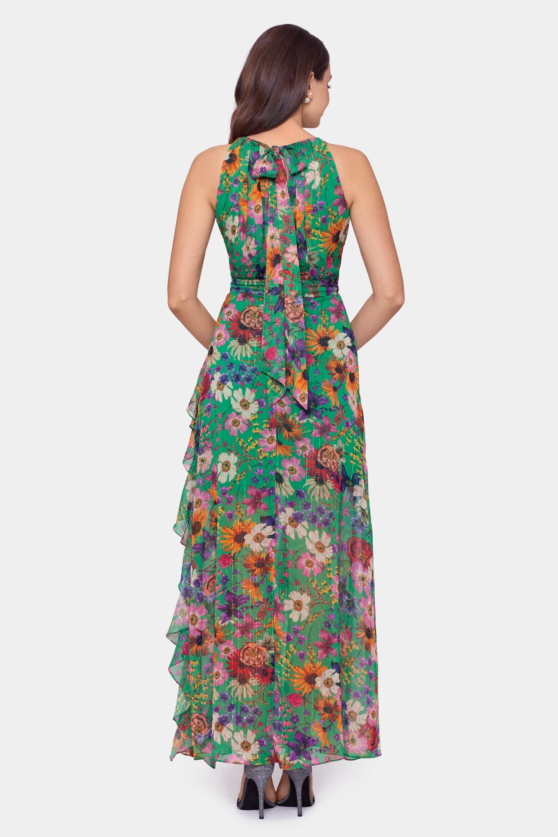 Long Chiffon Printed Halter Ruffle sold by Lord & Taylor product image thumbnail 3