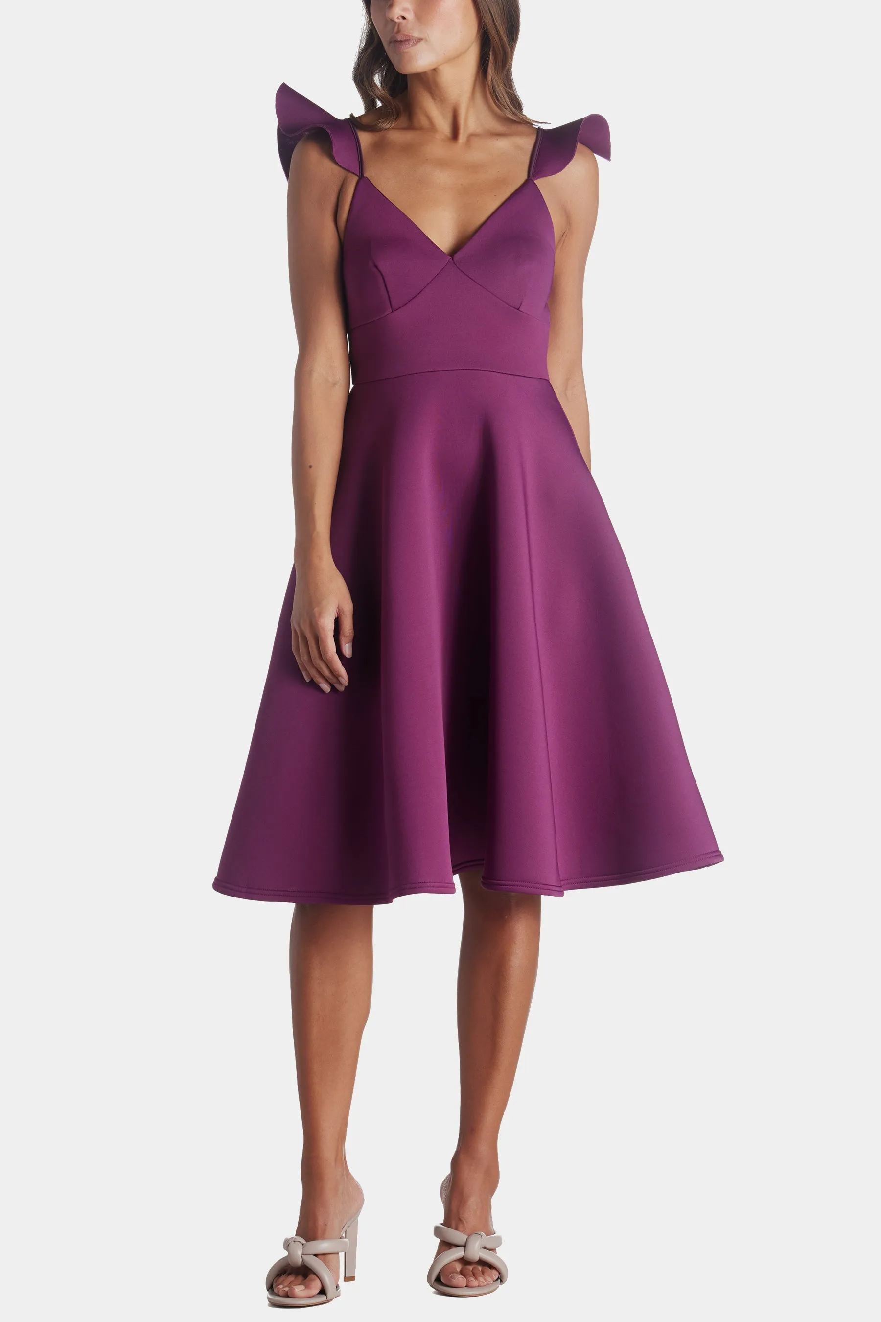 Scuba Foam Frill Sleeve Midi Dress sold by Lord & Taylor