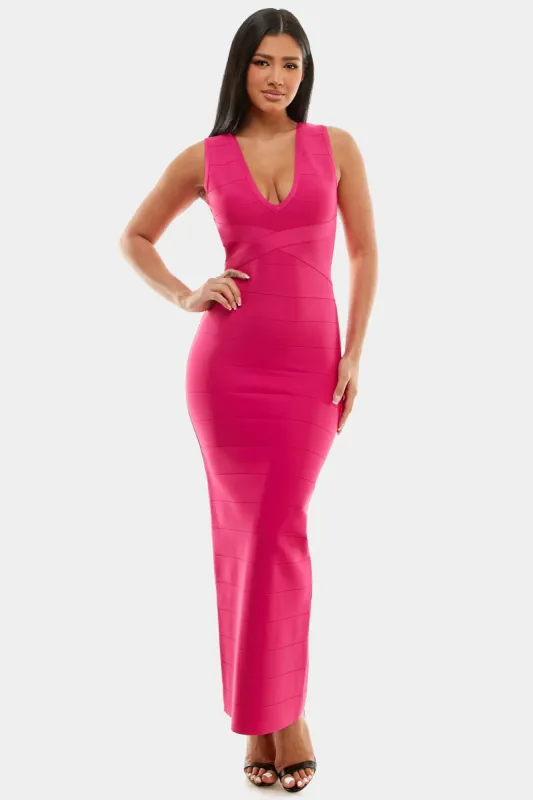 V-Neck Bandage Gown sold by Lord & Taylor