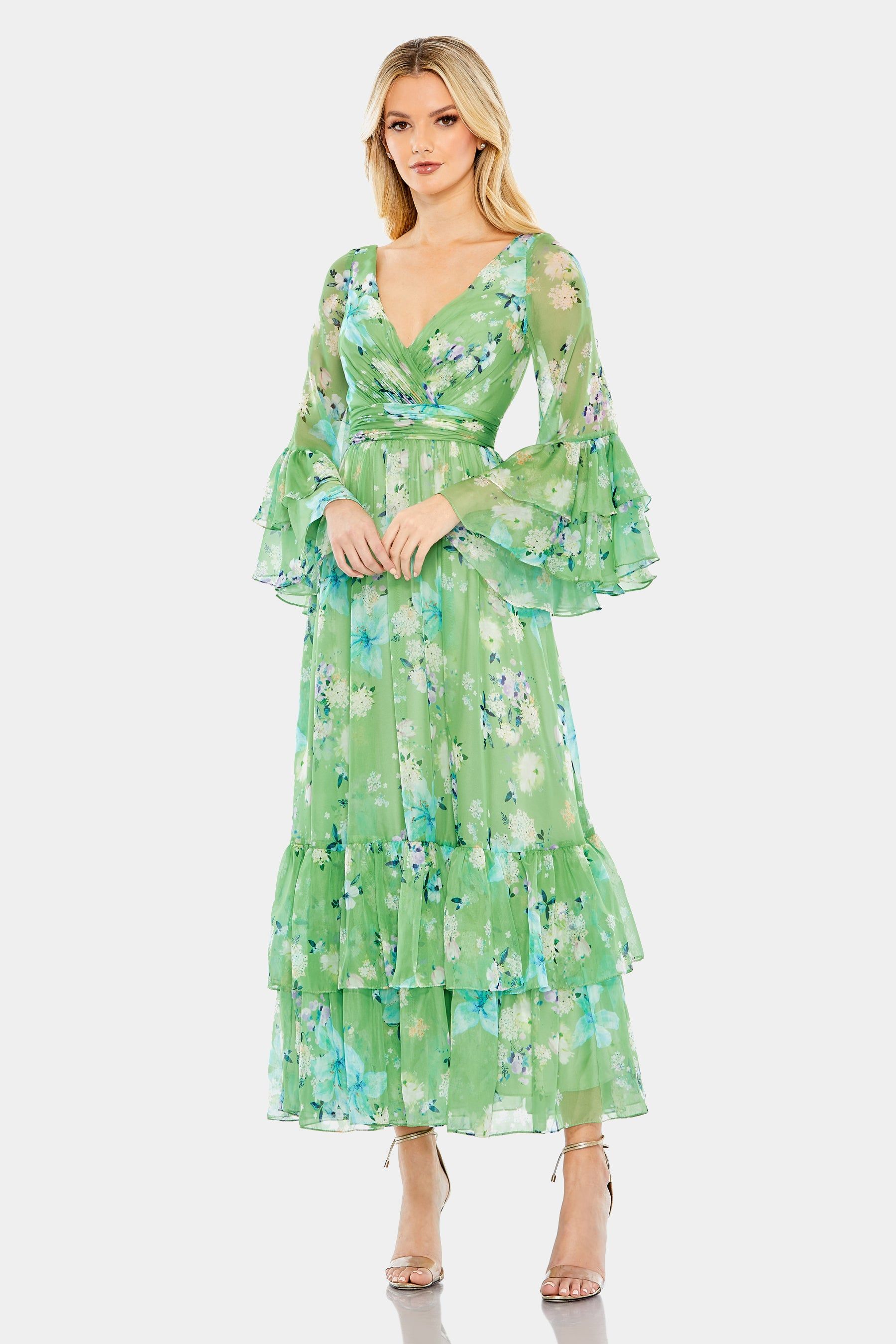 Floral Print Chiffon Wrap Flounce Sleeve Dress sold by Lord & Taylor