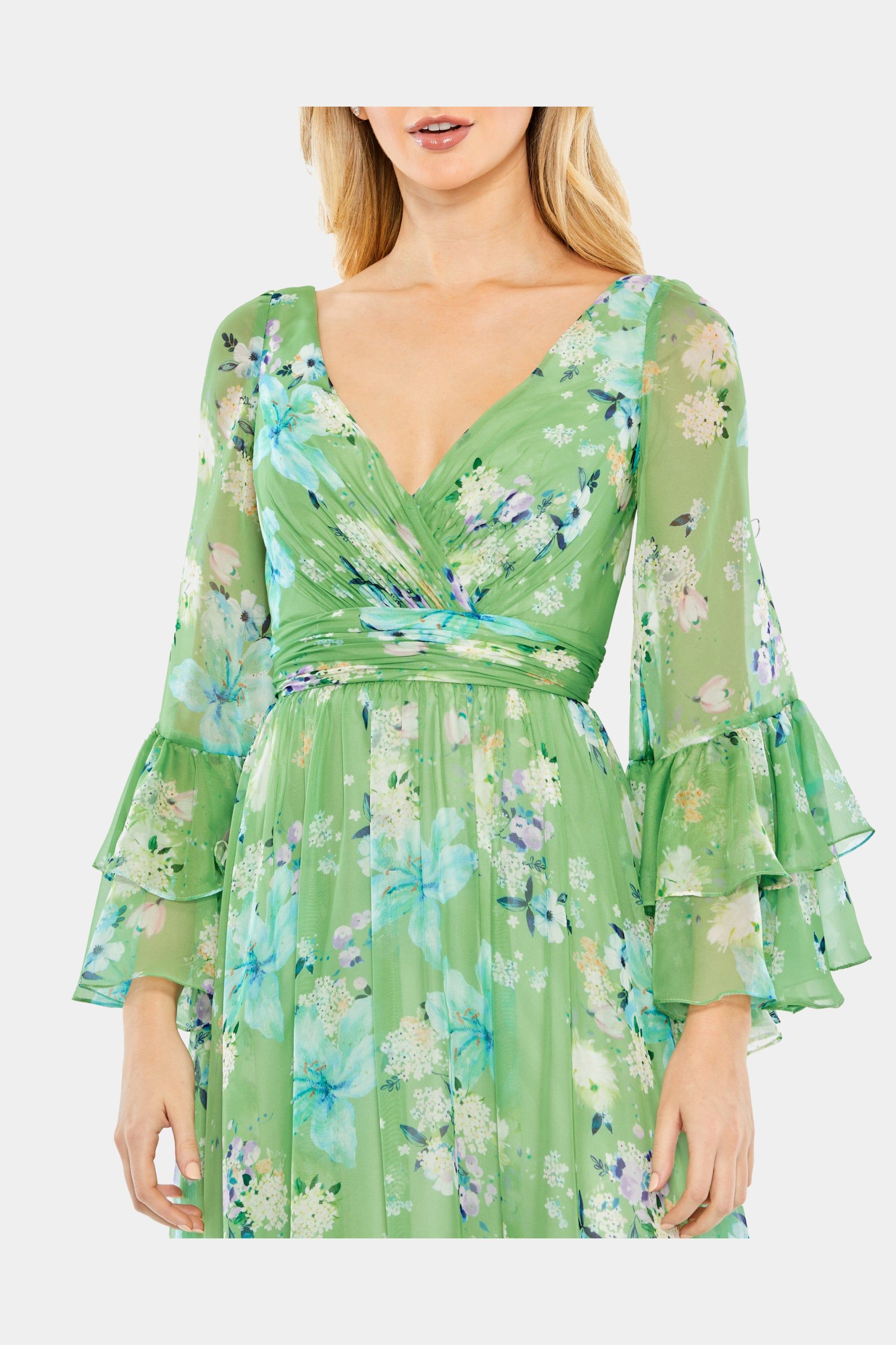 Floral Print Chiffon Wrap Flounce Sleeve Dress sold by Lord & Taylor product image thumbnail 2