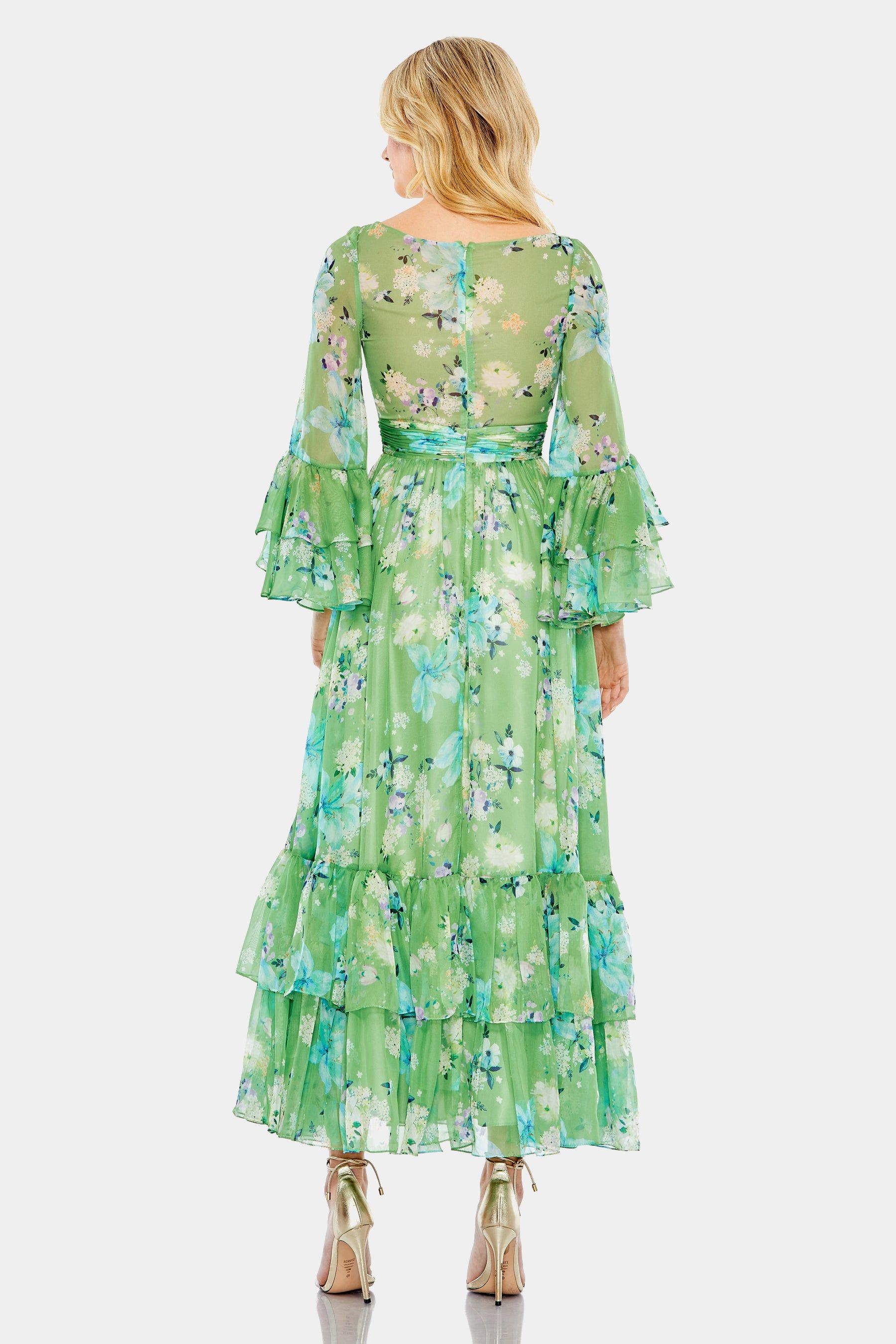 Floral Print Chiffon Wrap Flounce Sleeve Dress sold by Lord & Taylor product image thumbnail 4