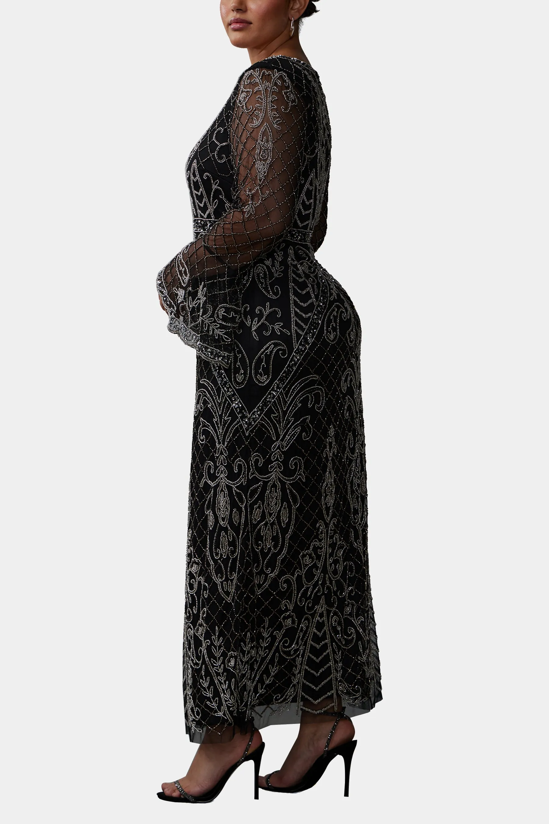 Bell Sleeve Beaded Long Dress sold by Lord & Taylor product image thumbnail 2