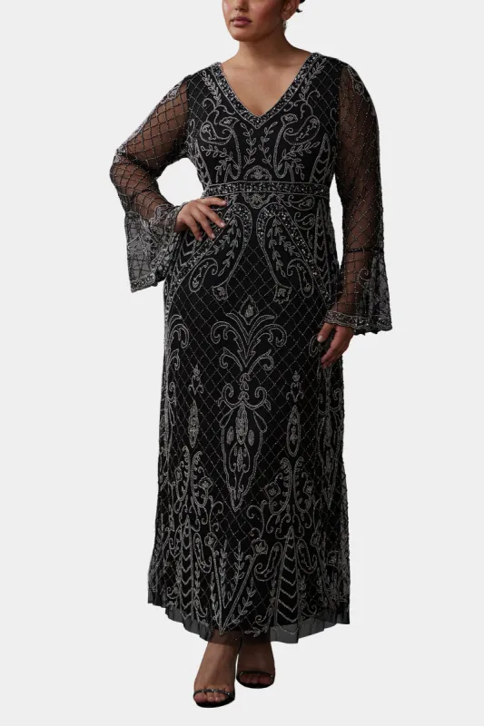 Bell Sleeve Beaded Long Dress sold by Lord & Taylor