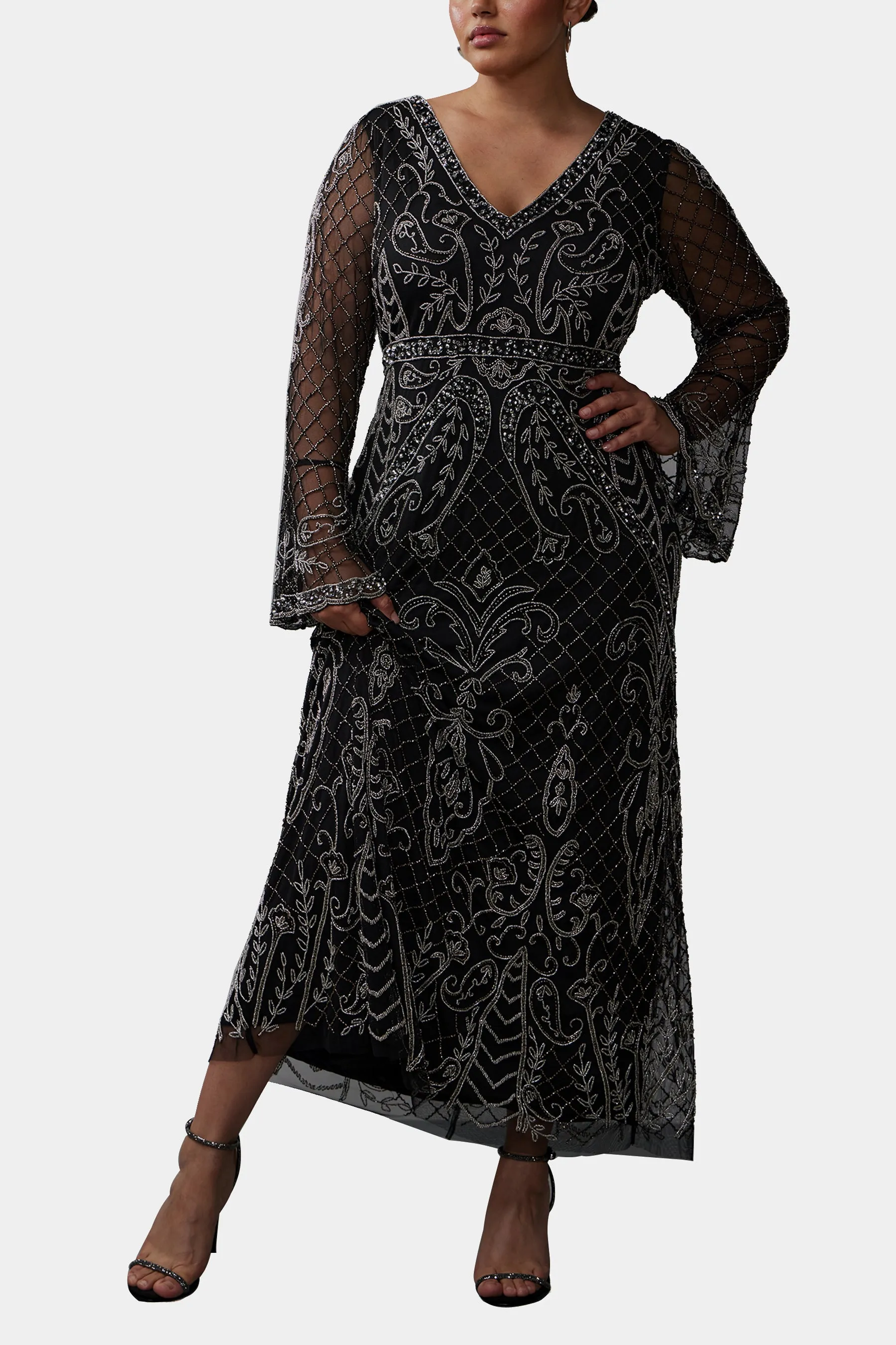 Bell Sleeve Beaded Long Dress sold by Lord & Taylor product image thumbnail 4