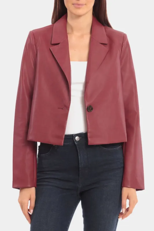 Faux Leather Cropped Blazer sold by Lord & Taylor