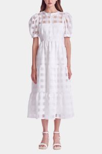 Check Puff Sleeve Tiered Midi Dress sold by Lord & Taylor