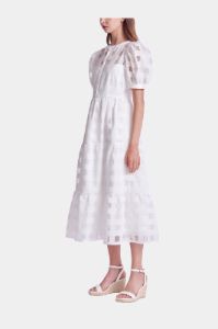 Check Puff Sleeve Tiered Midi Dress sold by Lord & Taylor