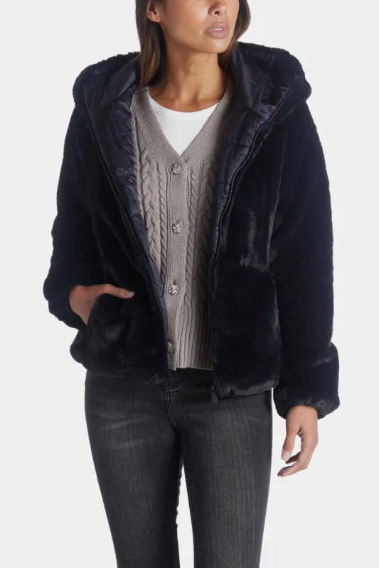 Laila Short Reversible Coat with Faux Fur sold by Lord & Taylor