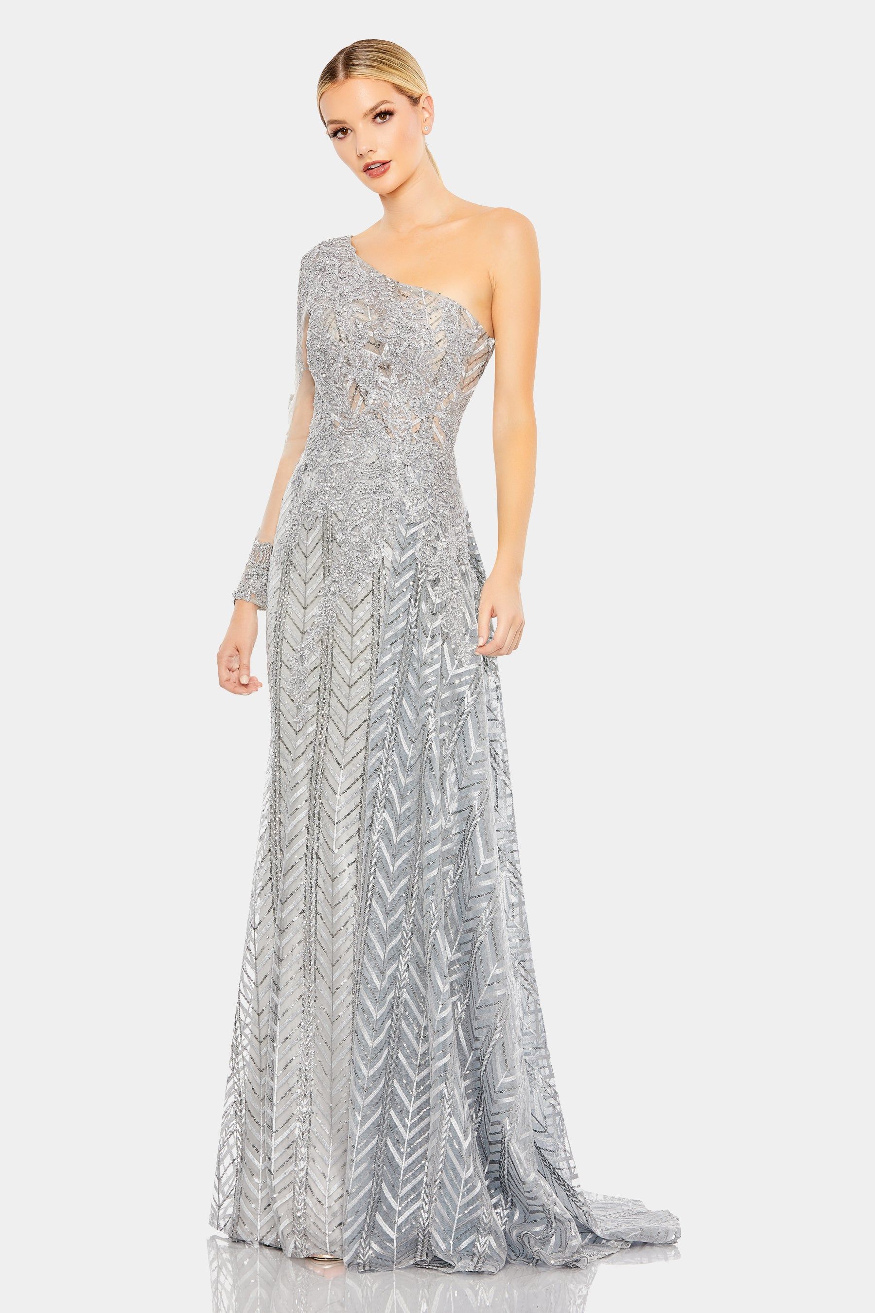 Embellished One Shoulder A Line Gown sold by Lord & Taylor