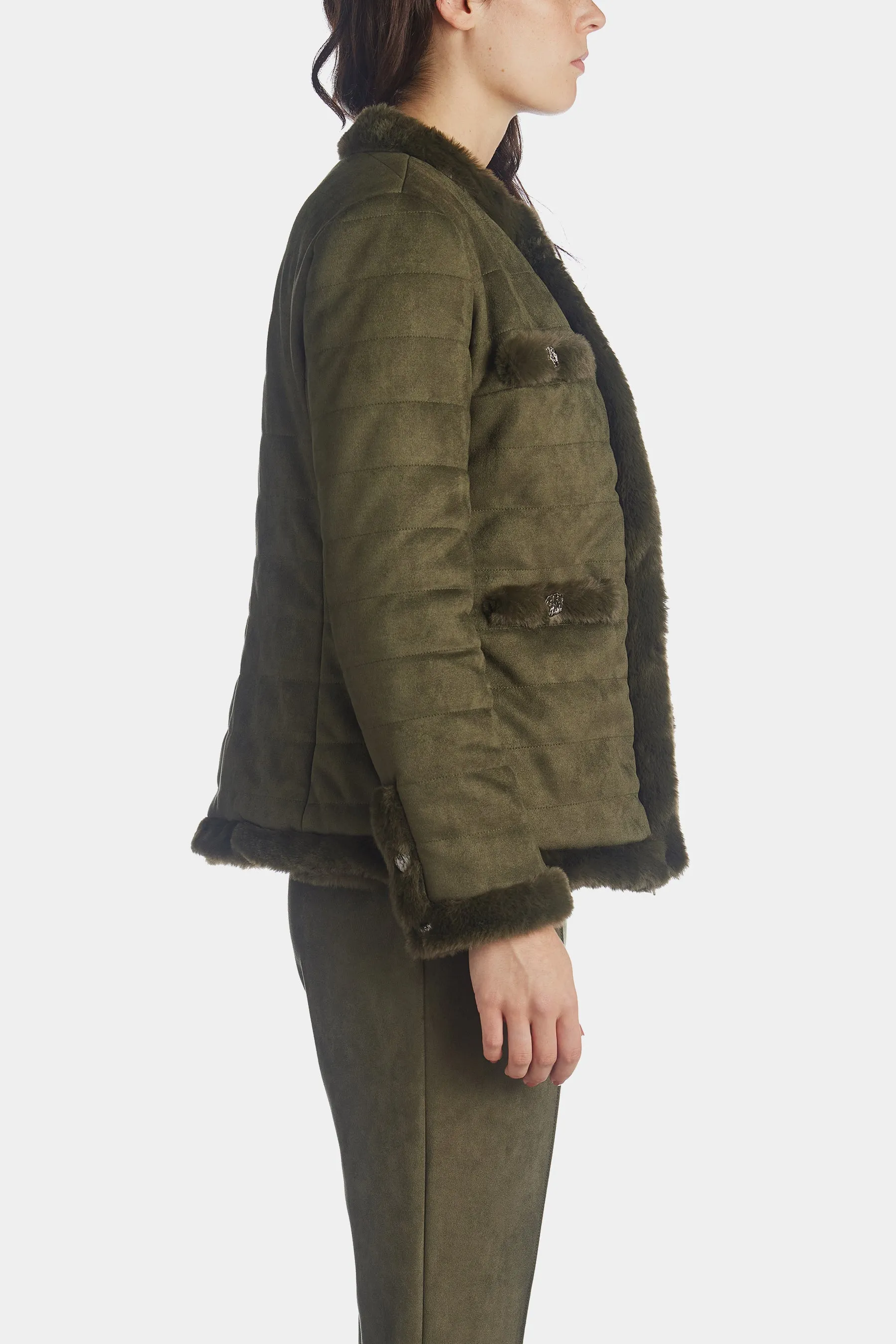 Scuba Suede & Fur Trim Quilted Jacket sold by Lord & Taylor product image thumbnail 3