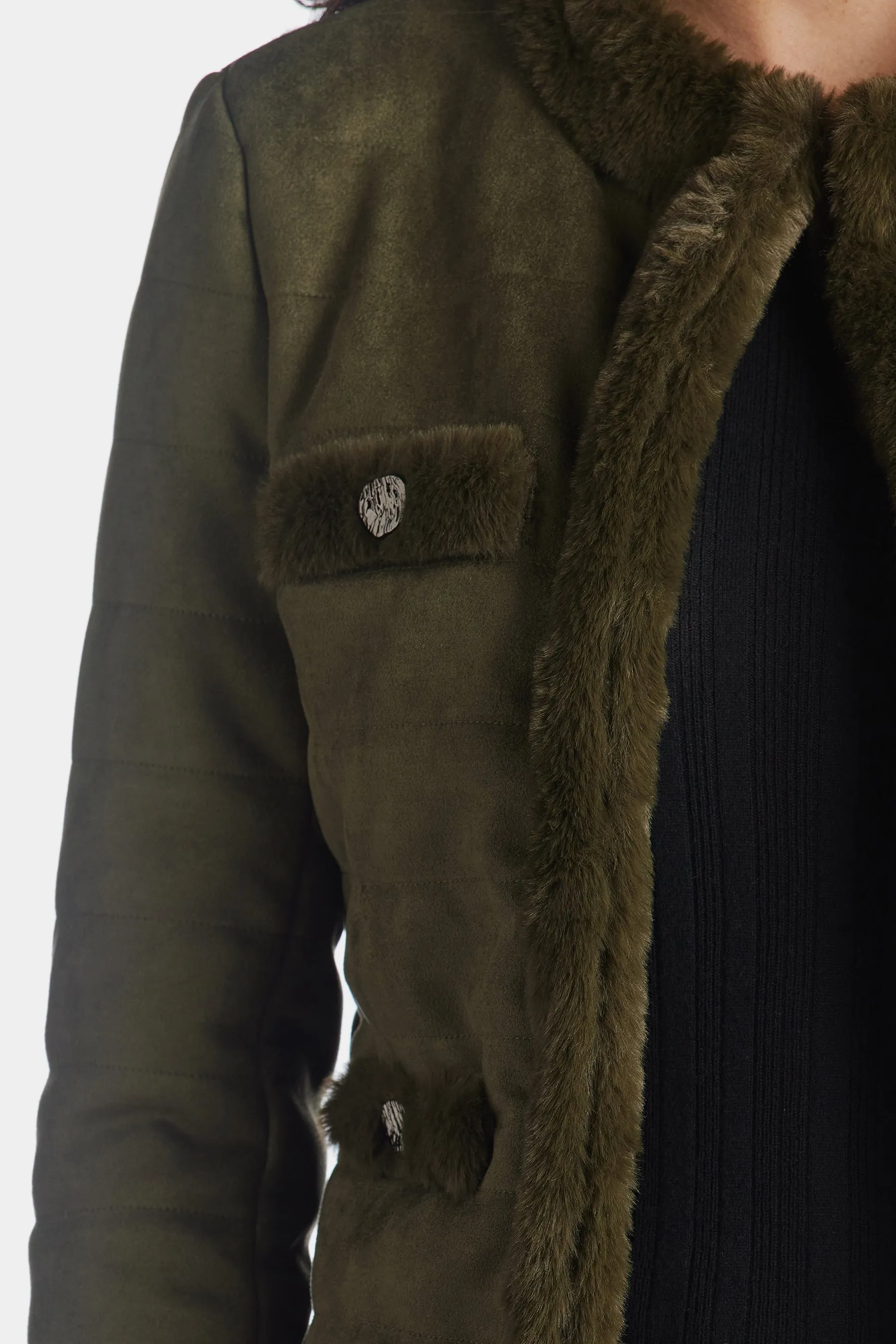 Scuba Suede & Fur Trim Quilted Jacket sold by Lord & Taylor product image thumbnail 5