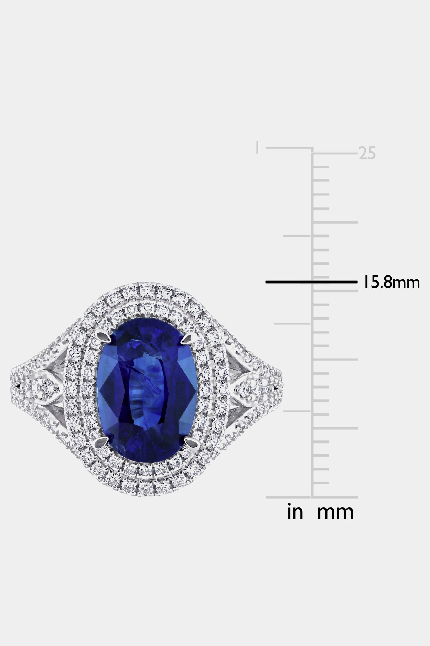 Oval Sapphire and Diamond Halo Cocktail Ring in 14k White Gold sold by Lord & Taylor product image thumbnail 2