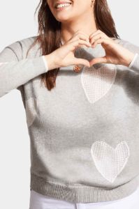 Crew Neck Pointelle Hearts Sweater sold by Lord & Taylor