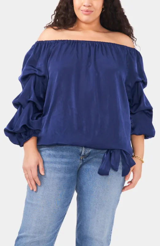 Off Shoulder Balloon Sleeve Top sold by Lord & Taylor