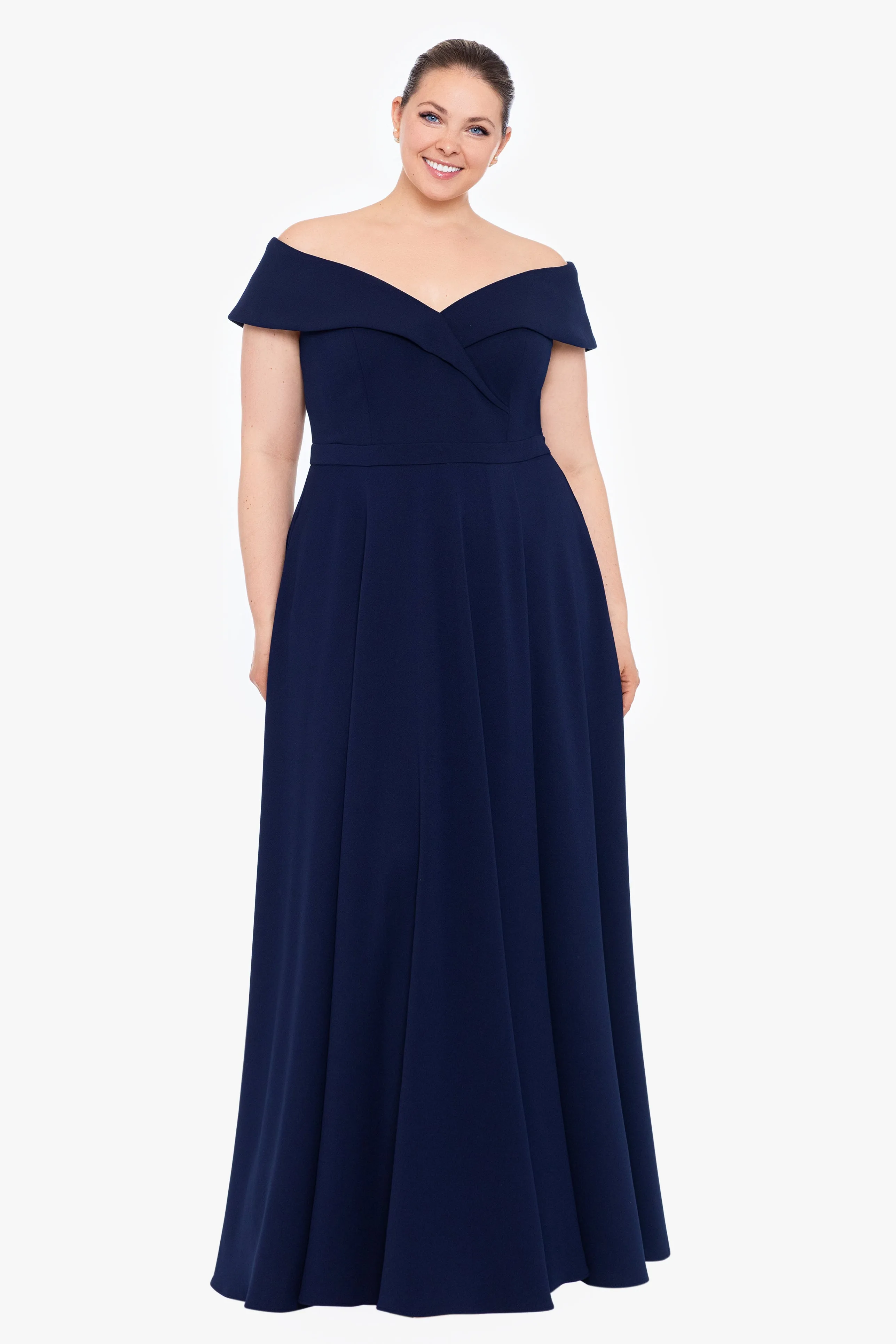 Scuba Crepe Off The Shoulder Gown sold by Lord & Taylor