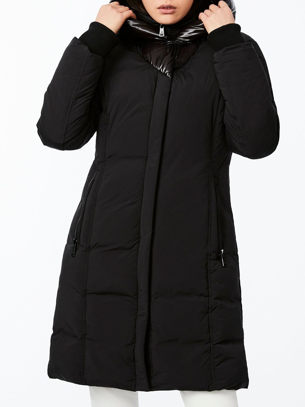 Puffer Coat with Shiny Nylon Hood sold by Lord & Taylor