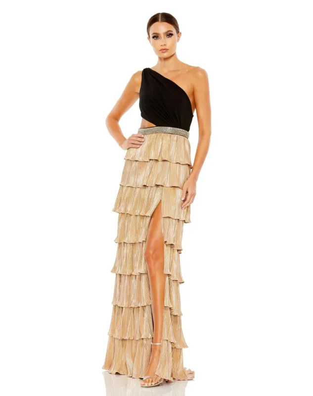 One Shoulder Cut Out Tiered Gown sold by Lord & Taylor
