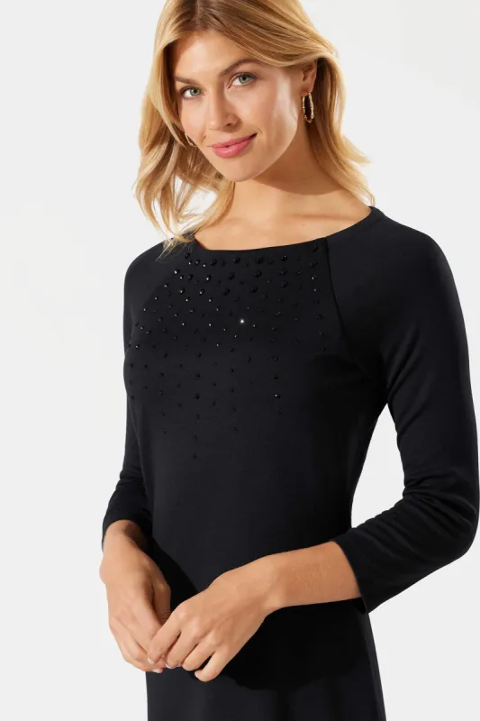 Drapey Ponte Embroidered Dress sold by Lord & Taylor