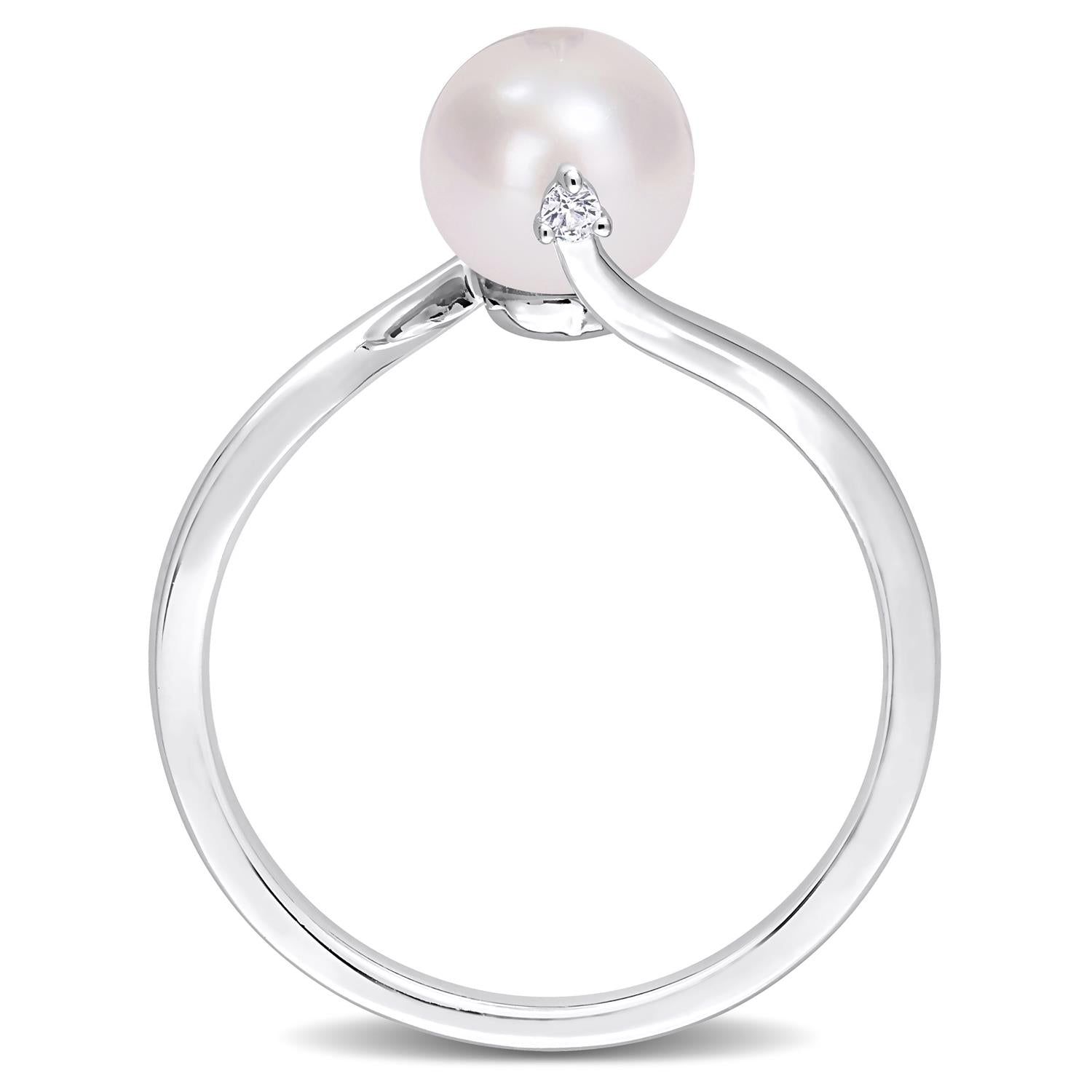 Freshwater Cultured Pearl and Lab-Created White Sapphire Ring sold by Lord & Taylor product image thumbnail 3